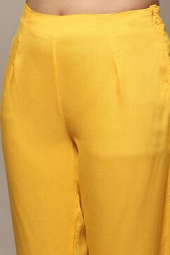 Yellow Viscose A-Line Kurta Pants Suit Set image number 2
