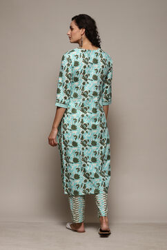 Green Cotton Printed Unstitched Suit Set image number 5