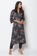 Black Straight Printed Kurta image number 2
