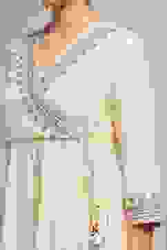 Off-White Embroidered Angrakha Festive Anarkali Suit Set image number 1