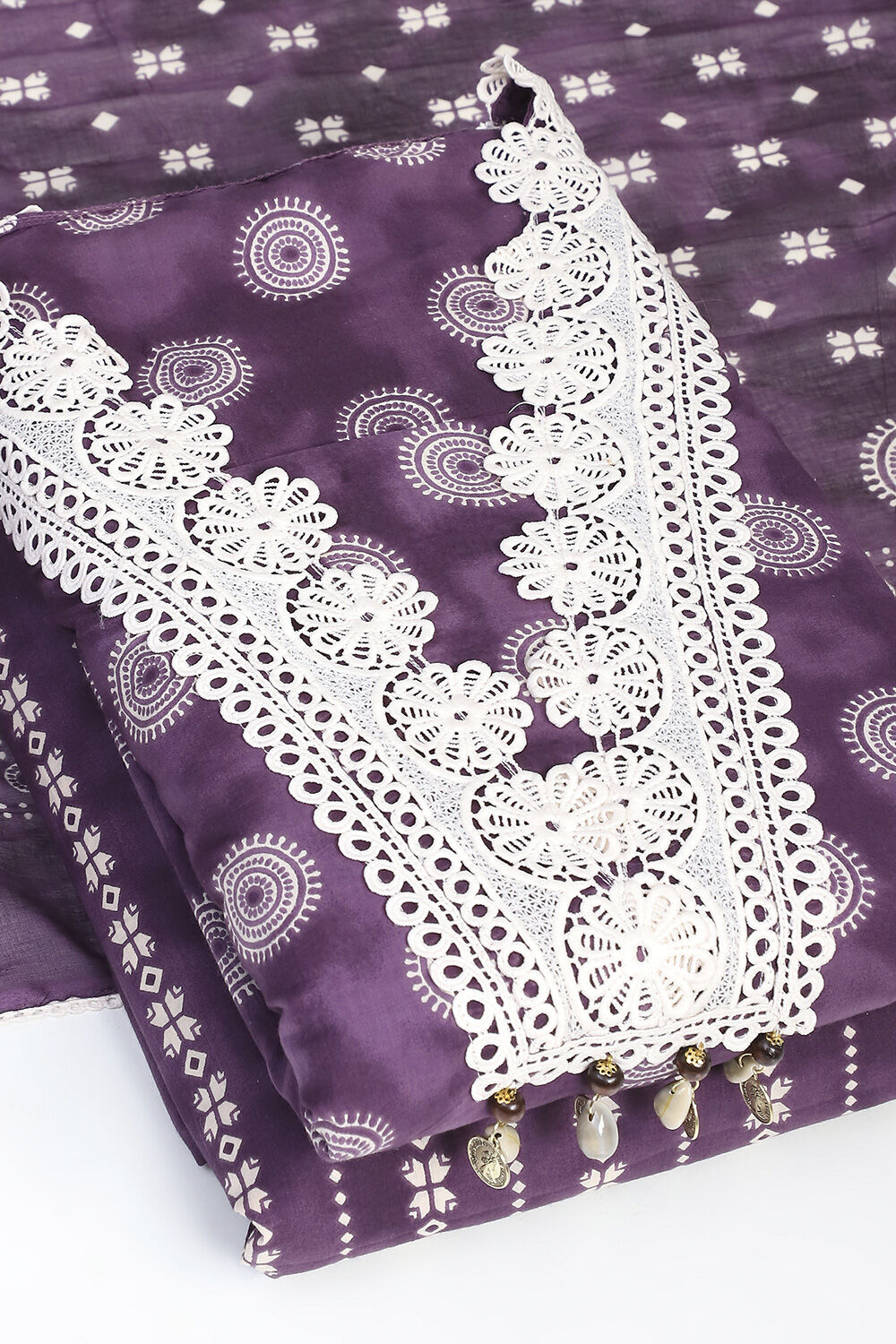 Indigo Cotton Unstitched Suit Set image number 6