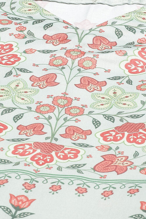 Pastel Green Cotton Blend Digital Print Unstitched Suit Set image number 1