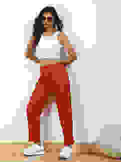 Rust Solid Mid-Rise Regular Pants image number 0