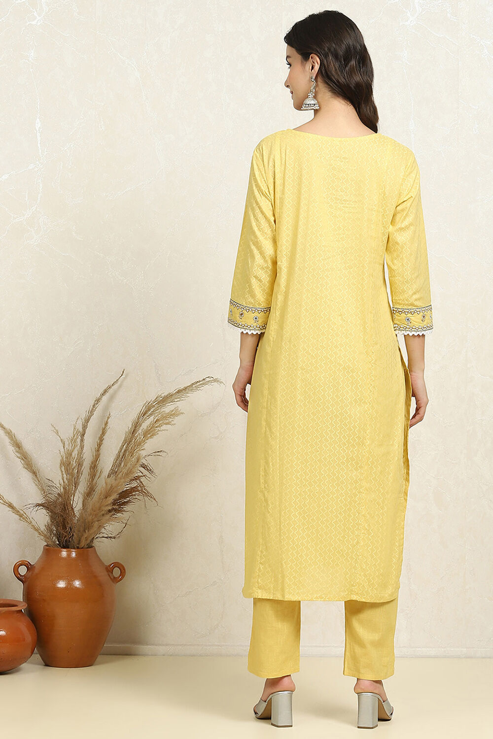 Blue Cotton Handloom Unstitched Suit Set image number 5