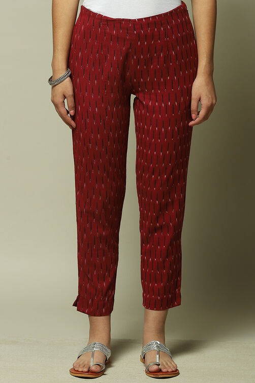 Maroon Cotton Pants image number 1