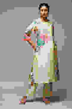 Aqua Viscose Straight Printed 2 Piece Set image number 0