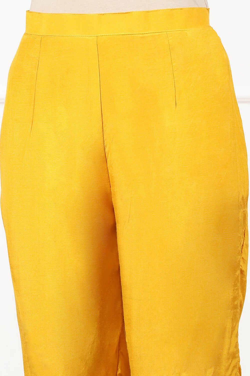 Mustard Yellow Chanderi Printed Unstitched Suit Set image number 2