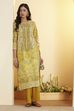 Lime Cotton Straight Kurta image number 0