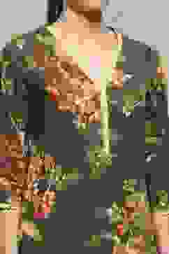 Olive Green Cotton Straight Printed Kurta image number 1