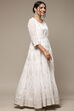 White Cotton Blend Straight Printed Dress image number 3