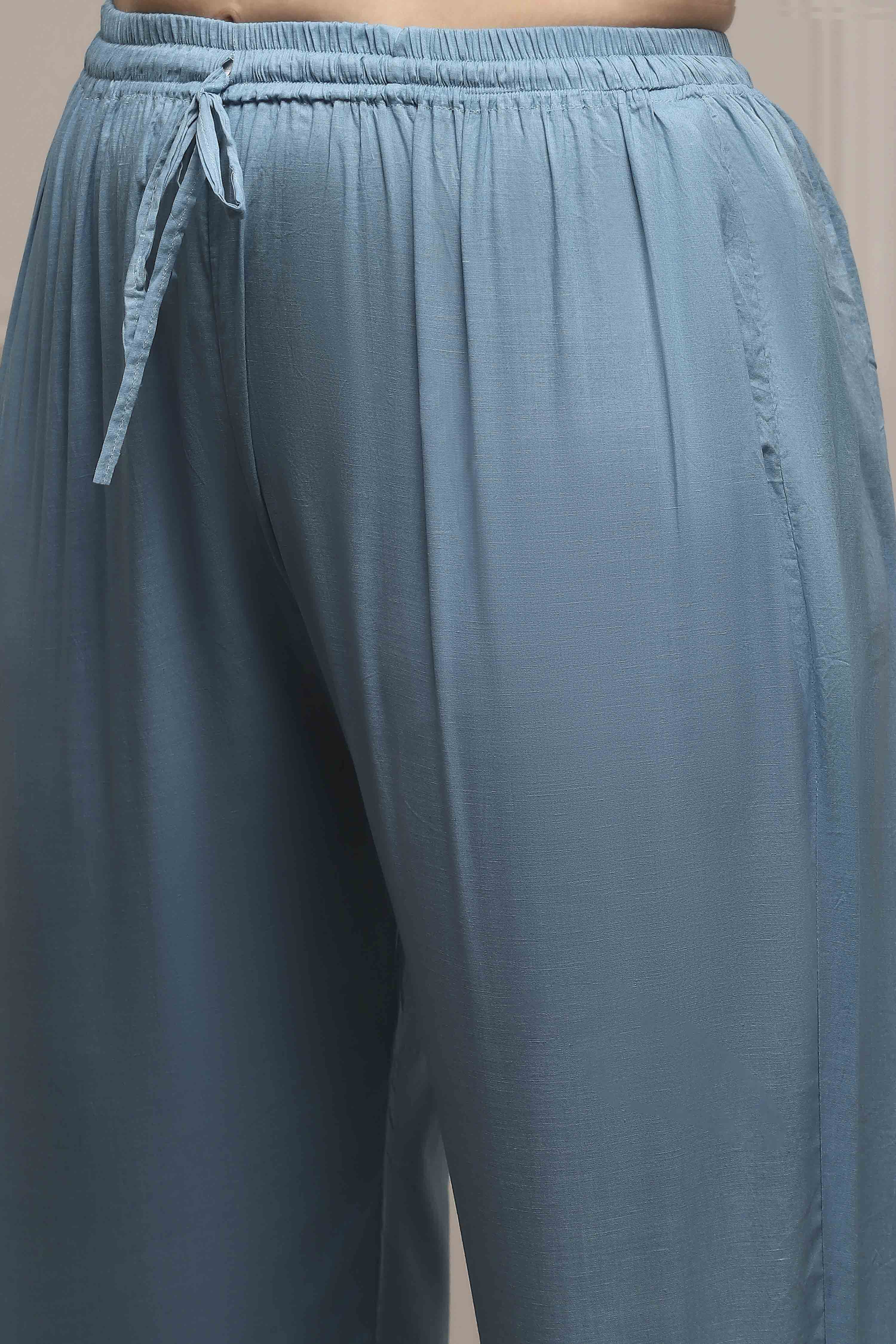 Pink Cotton Hand Block Print Unstitched Suit Set image number 3