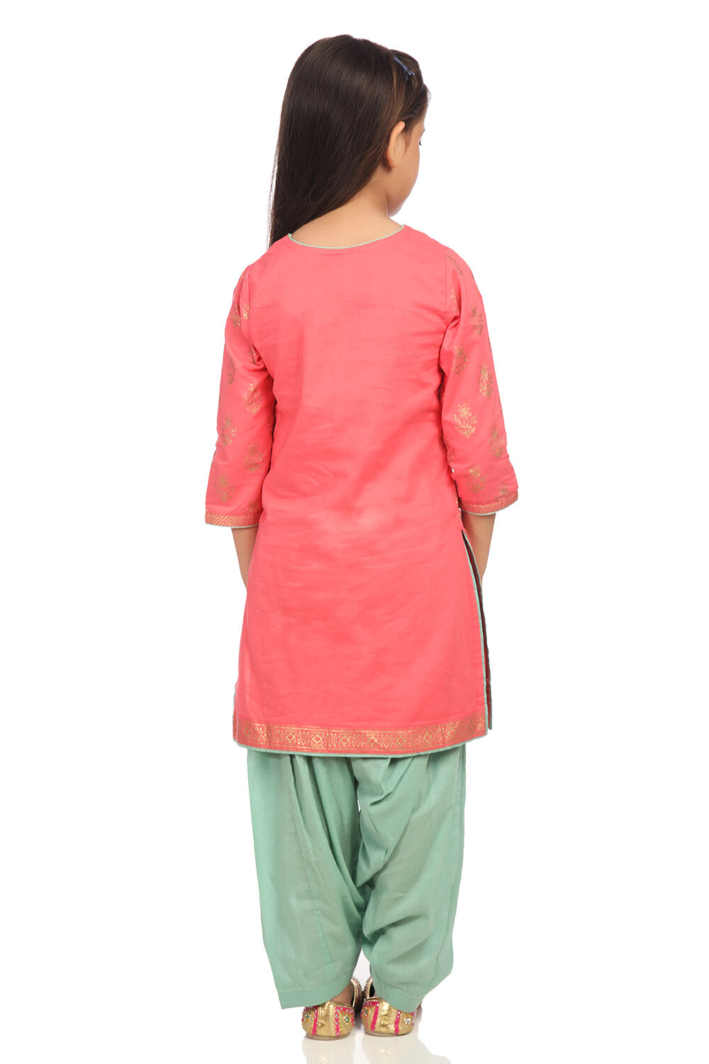 Pink Cotton Straight Kurta Patiala Salwar Suit Set image number 4