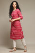 Fuschia Cotton IKAT Straight Yarndyed Kurta image number 2