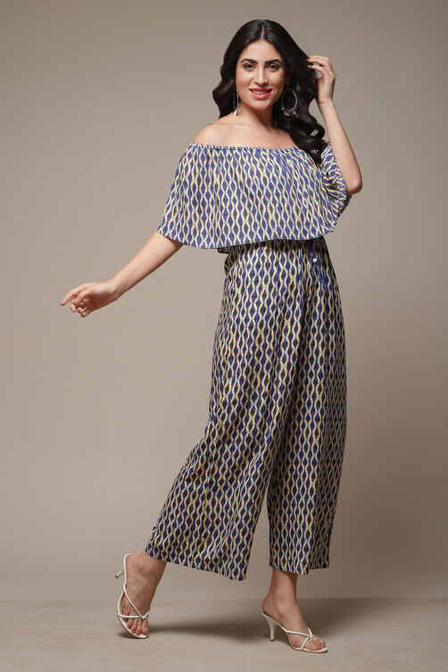 Navy LIVA Printed Jumpsuit image number 4