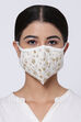 White Cotton Flax Embroidered Face Mask image number 0