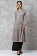 Smokey Blue A-Line Cotton Kurta