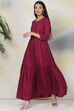Cherry Red Rayon Fusion Dress image number 0