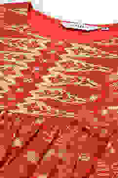 Rust Cotton Flared Fusion Printed Dress image number 1