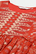 Rust Cotton Flared Fusion Printed Dress image number 1