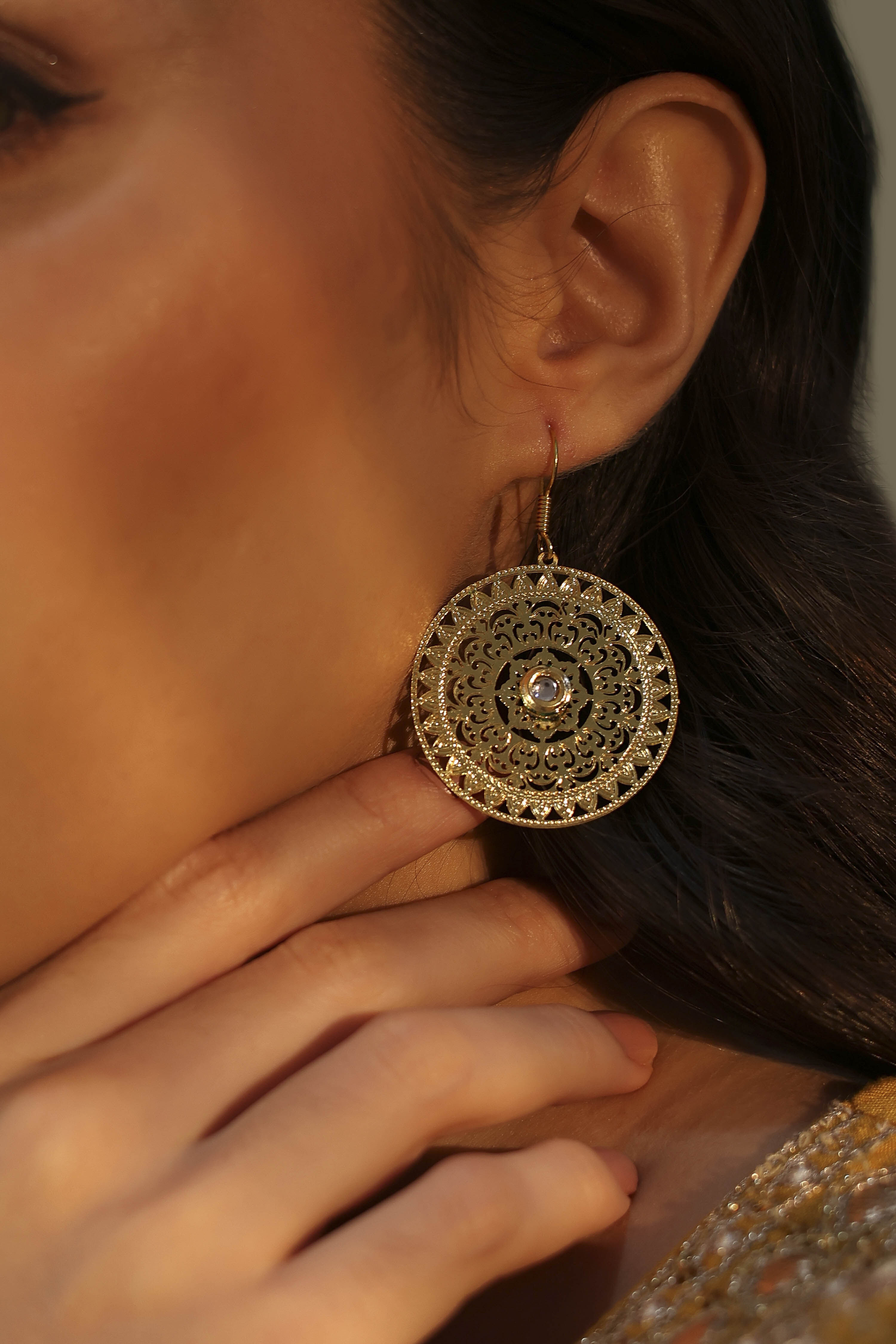 Gold Brass Filigree Drop & Danglers image number 1