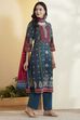 Red Cotton Printed Straight Kurta Set image number 5