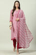 Pink Art Silk Straight Kurta Palazzo Suit Set image number 0