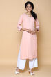 Peach Blue Cotton Linen Kurta image number 2
