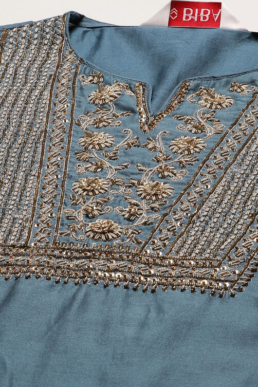 Wine Cotton Silk Flared Kurta Churidar Suit Set image number 1