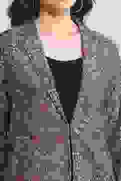 Grey Poly Viscose Straight Printed Jacket image number 1