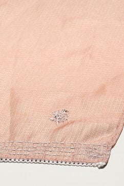 Peach Cotton Blend Printed Unstitched Suit Set image number 4