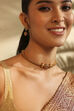 Gold Plated Brass Beaded Choker Necklace Set image number 1