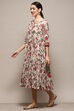 Green & Maroon Cotton Flared Printed Dress image number 3