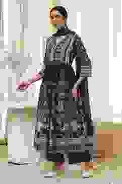 Indigo Cotton Floral Anarkali Suit Set image number 3