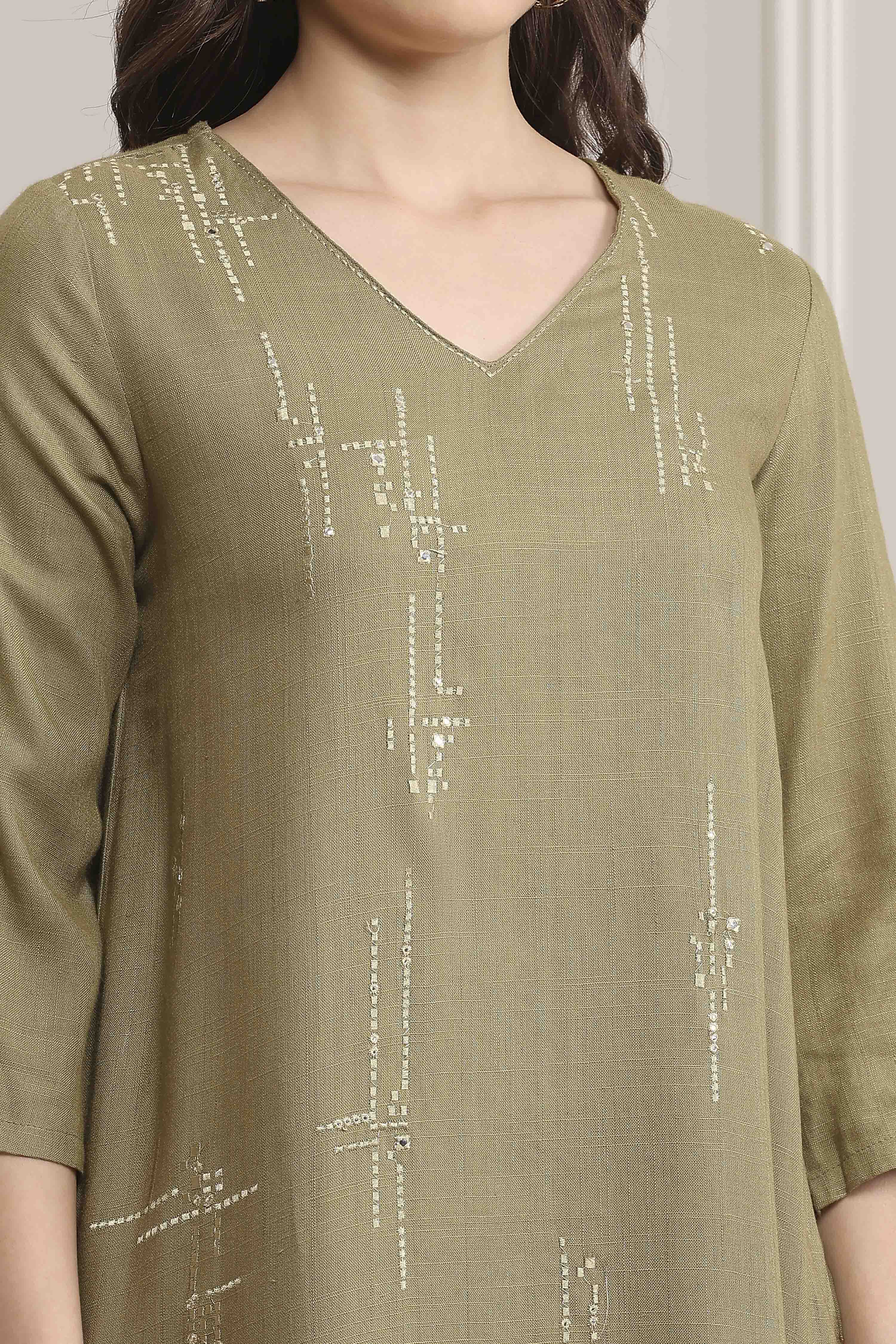 Pista Green Viscose Straight Solid Kurta image number 1