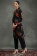 Rohit Bal Peach-Toned Silk Chanderi Floral Printed Straight Kurta Set image number 3