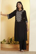 Black Viscose Silk Straight Kurta