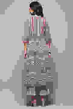 Beige and Black Pure Cotton Anarkali Suit Set image number 6