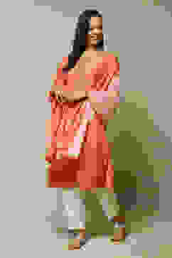 Coral Modal Straight Kurta Palazzo Suit Set image number 6