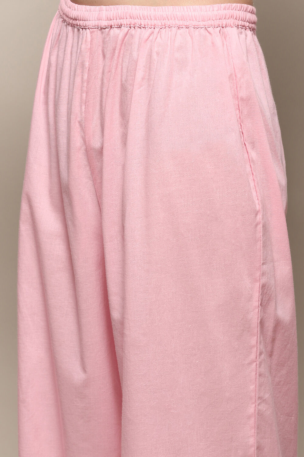 Pink Pure Cotton Schiffli Kurta & Palazzo Suit Set image number 2