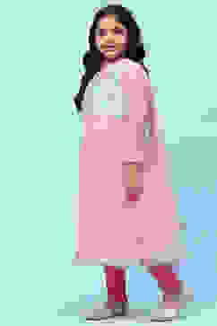 Pink Net Anarkali Kurta and Churidar Suit Set image number 4