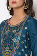Navy Blue Cotton Straight Printed Kurta image number 1