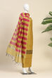 Mustard Poly Cotton Banarasi Unstitched Suit Set image number 4