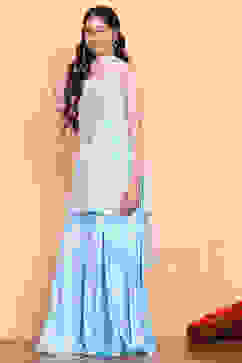 Aqua Printed Strappy Straight Suit Set image number 3