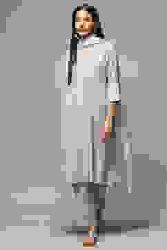 Blue Viscose Straight Kurta Pants Suit Set image number 7