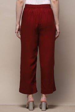 Maroon Cotton Relaxed Pant image number 4