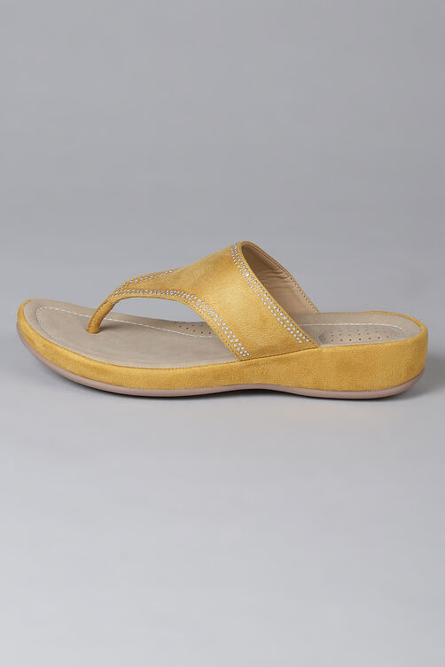Mustard Suede Sandals image number 4