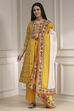 Beige Cotton Printed A-Line Suit Set image number 7