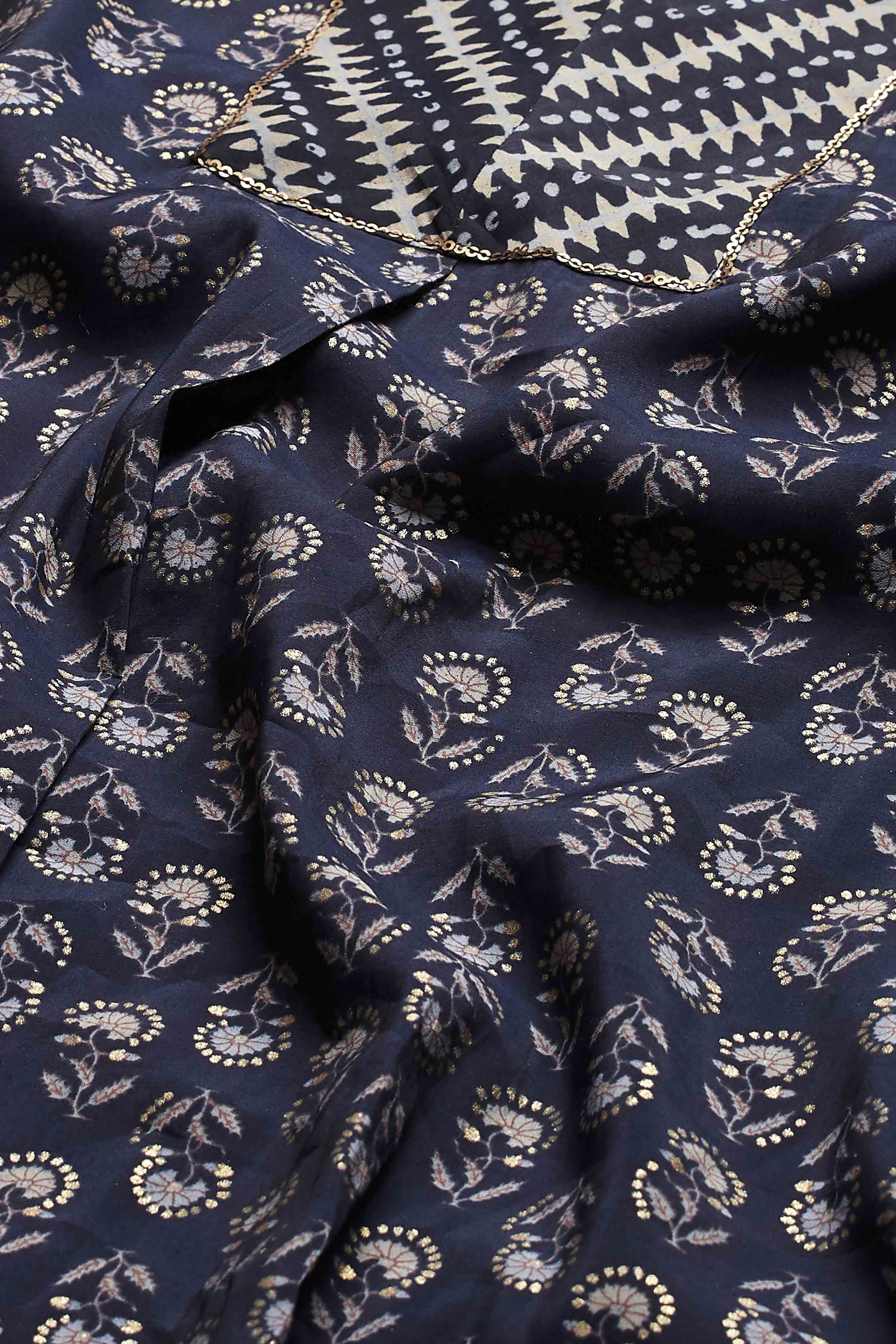 Indigo Polyester Straight Kurta Dhoti Pant Set image number 3