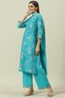 Peach Printed Cotton Straight Kurta Palazzo Suit Set image number 5