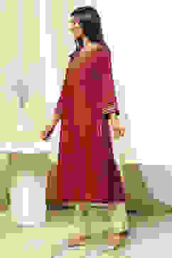 Red Printed Straight Kurta image number 2